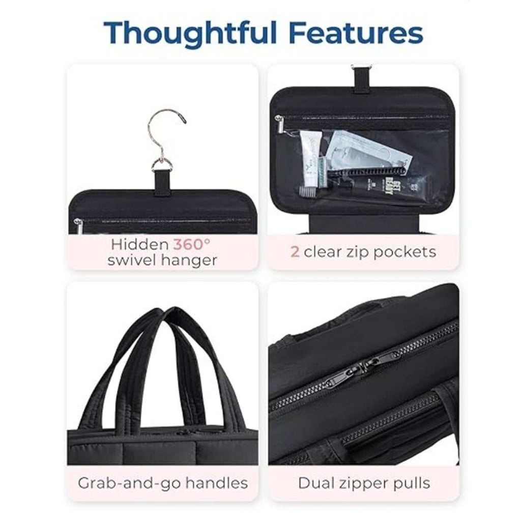 Foldable Hanging Cosmetic Organizers Quick Dry Polyester Ergonomic Backpacking Essential Toiletry Bag for Travel