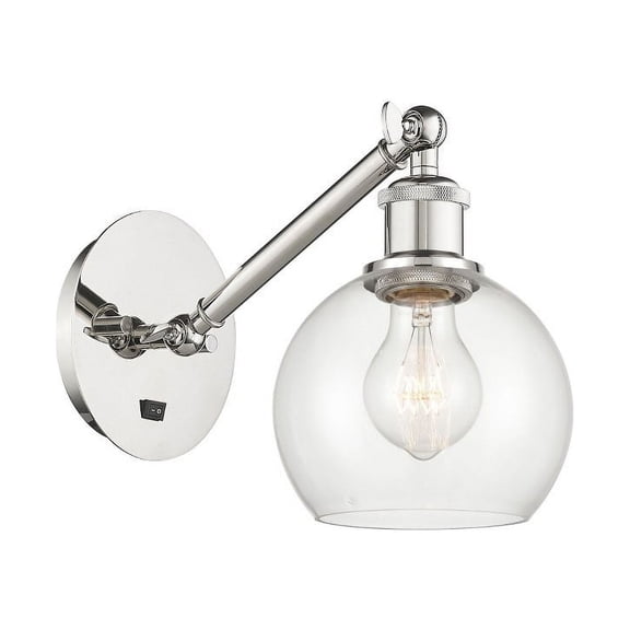 317-1W-PN-G122-6-LED-Innovations Lighting-Athens - 1 Light Wall Sconce In Industrial Style-10.5 Inches Tall and 6 Inches Wide Polished Nickel Clear
