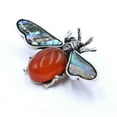thumbnail image 4 of K-KED 5PCS Bee Mixed Natural Stone Body Abalone Wings Vintage Silver Pin Brooch-Gold Sand Stone, 4 of 9