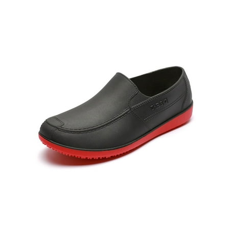 

Lacyhop Mens Rubber Ankle Boot Slip-Resistant Rain Boots Slip On Garden Shoes Fishing Comfort Rainboot Non-slip Waterproof Work Shoe Black Red 7.5