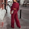 thumbnail image 6 of 2 Piece Outfits Solid Color Fall Clothes for Women 2023 Casual Blouses for Women Dressy Casual Long Sleeve Loose Crop Top Fashion Workout Linen Pants Going Out Outfits for Women(Red,L), 6 of 9