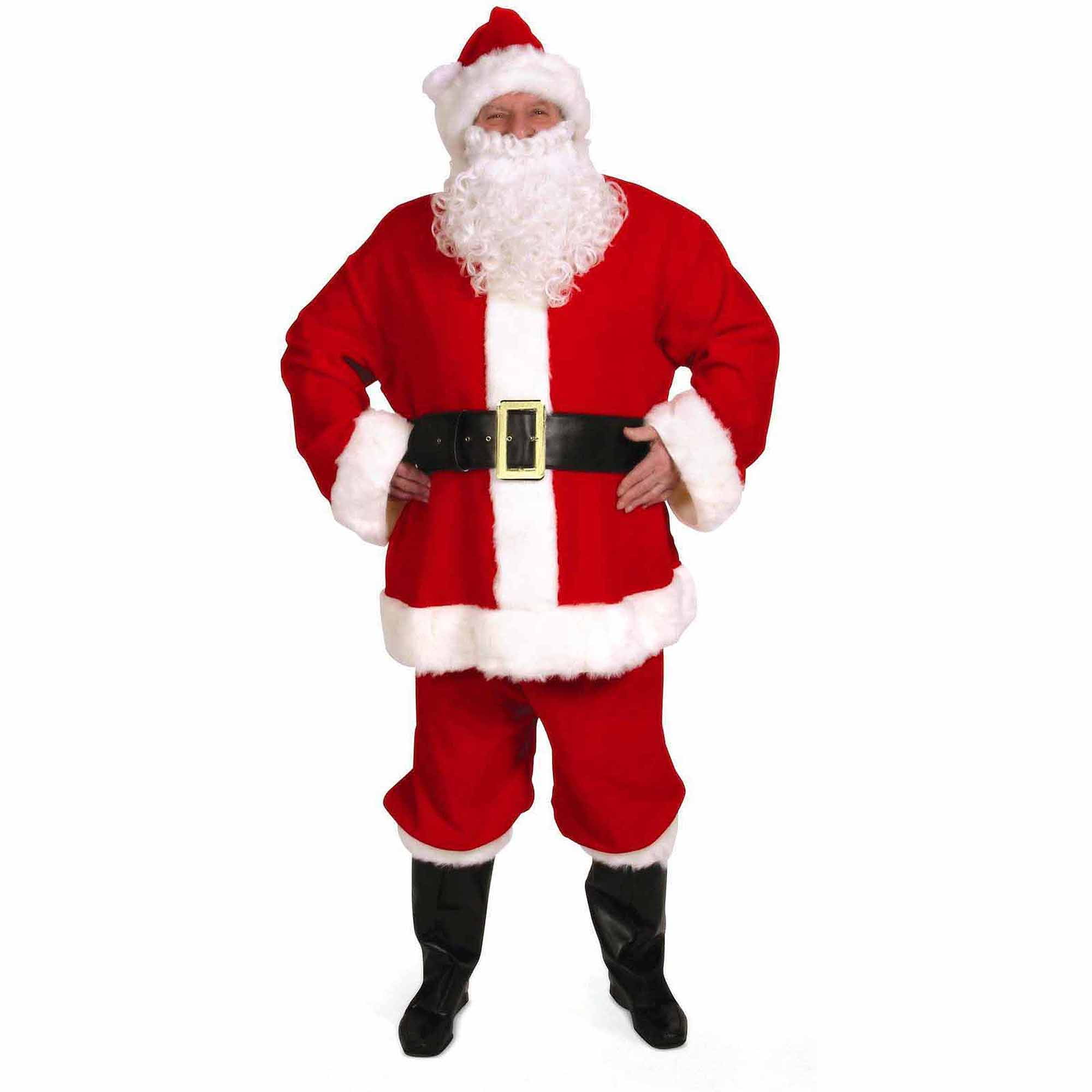 Mens 5 Piece Santa Suit Costume Father Christmas Fancy Dress Outfit 