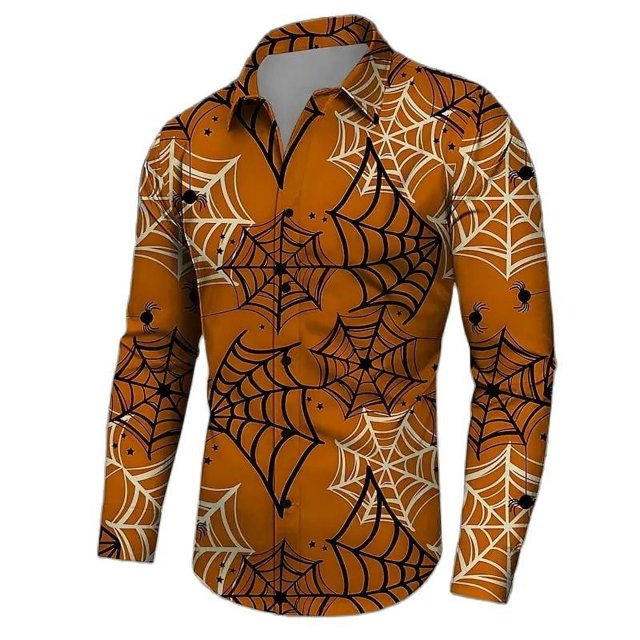 Camisa casual de telaraña para hombre de moda de primavera y otoño, nueva camisa de manga larga con relámpagos, cuello suave y cómodo para hombre