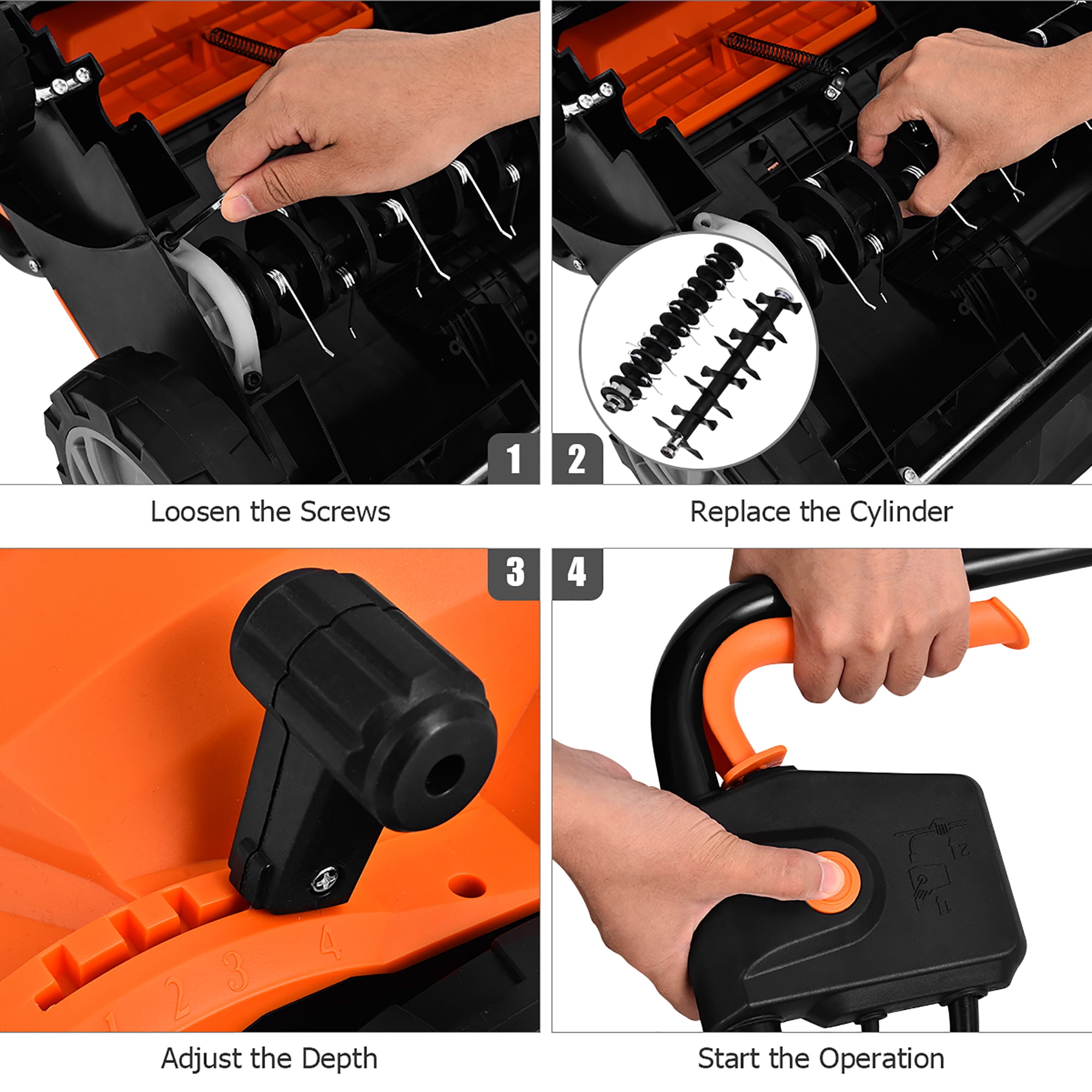 Costway 12Amp Corded Scarifier 13" Electric Lawn Dethatcher with 40L/11-Gal Collection Bag Orange