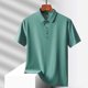 thumbnail image 4 of Blusa y camisa de manga corta con cuello vuelto para hombre, color liso, informal, holgada, a la moda, de seda helada, sin costuras, transpirable, elástica, con botones, de cedro, blusa de manga corta, 4 of 6