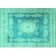 thumbnail image 1 of Ahgly Company Indoor Rectangle Medallion Turquoise Blue Traditional Area Rugs, 7' x 9', 1 of 4