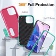 thumbnail image 3 of JTCASES Compatible with iPhone 15 Pro Case Heavy Duty Protective Rugged Phone Case, Full Body Anti-dust Shockproof Drop Proof Armor Durable Cover Case for iPhone 15 Pro 6.1 inch, Rose/Mint, 3 of 10