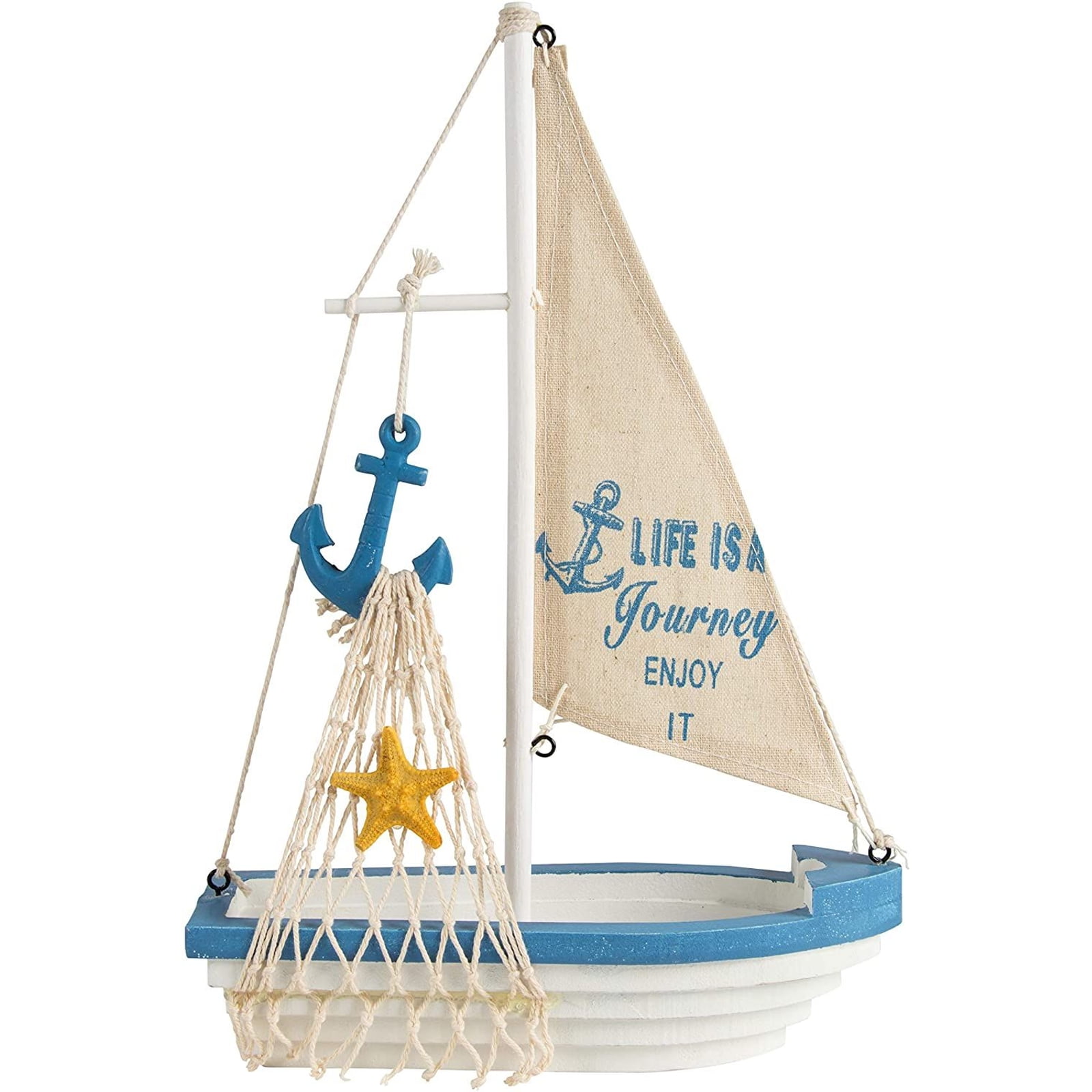 Mediterranean Sailboat Model Sailboat Model Decoration Anchor Wooden Craft for Family Friends