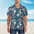 thumbnail image 4 of Balery Lilies Flowers Print Men's Hawaiian Shirts Short Sleeve Beach Shirt Relaxed Fit Vacation Button Down Shirts-3X-Large, 4 of 9