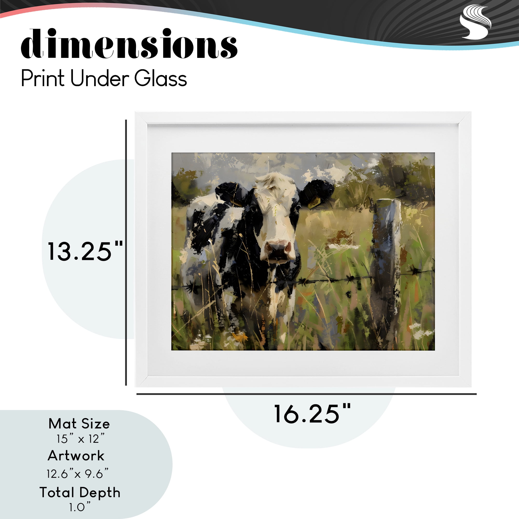 Stupell Industries Cow in Summer Pasture White Framed Print Under Glass, design by Creative Studio