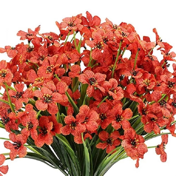 Flores Artificiales Ramo Falso Decoración Del Hogar Plantas De Simulación De Plástico Flores Para Patio Trasero Jardín Balcón 2 Uds Sweethay HA044091-07