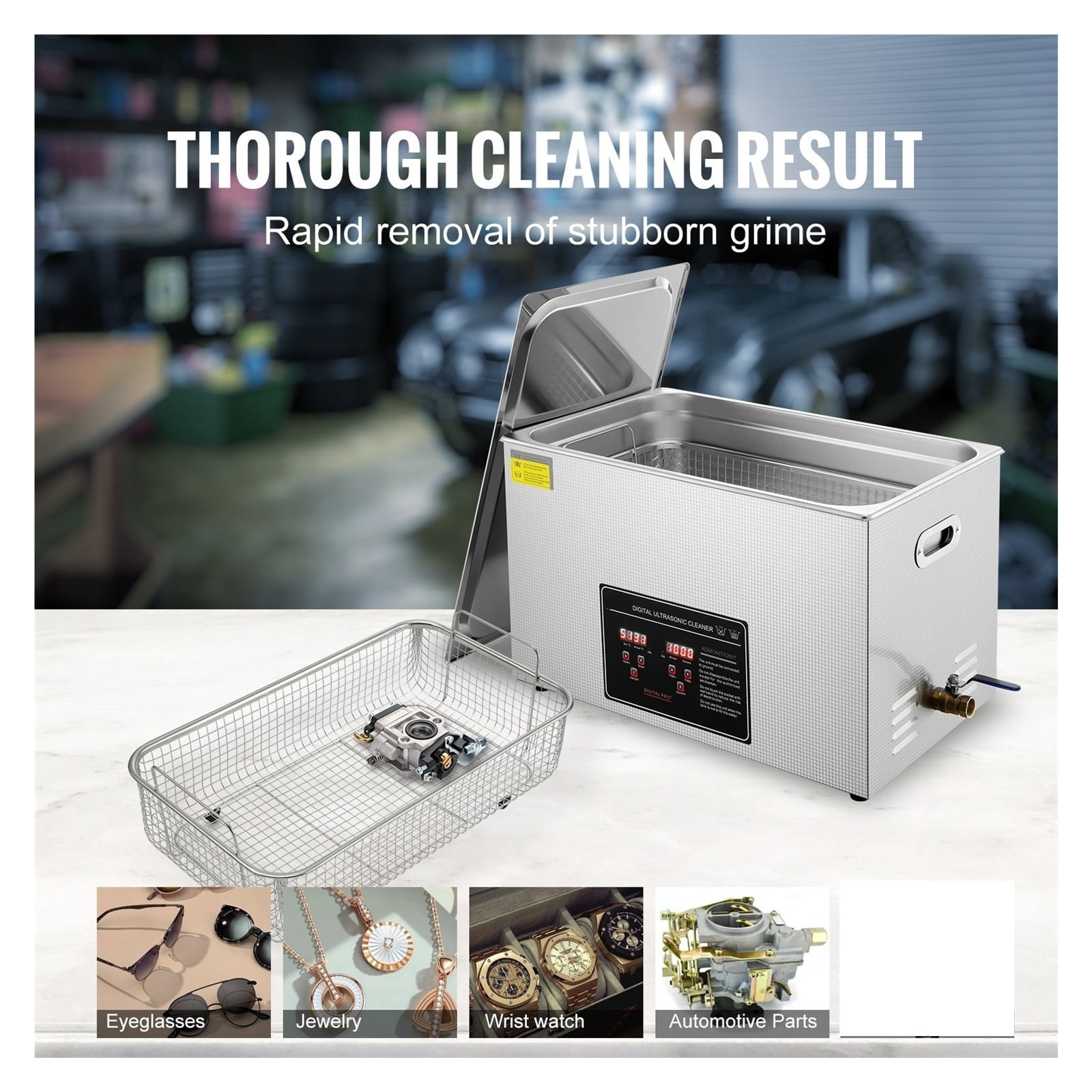 15L Ultrasonic Cleaner with Digital Timer & Heater Jewelry Ultrasonic Cleaner Stainless ,Convenient to Use