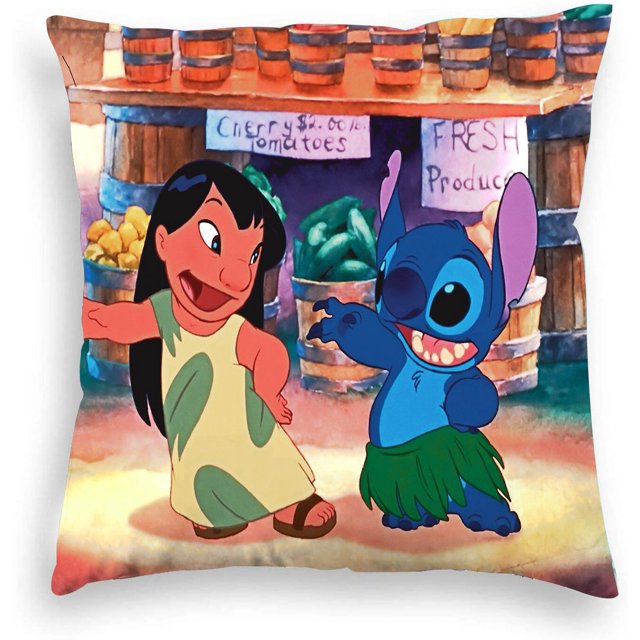 Caliente Disney Stitch funda de cojín juguetes de peluche Stitch funda de almohada Anime kawaii fundas de almohada hogar Kawaii decoración regalo 45x45cm45CM Gao Jinjia LED