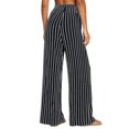 thumbnail image 5 of Staron Women's Casual Pants Loose Wide Leg Drawstring Trousers Striped Elastic Waist with Pockets Comfy Relaxed Lounge Pants, Black L, 5 of 7