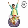 thumbnail image 3 of Plaid Storage Toy Bag Chair, Illustration of Checkered Inspired Design, Stuffed Animal Organizer Washable Bag, Large Size, Violet Blue Pale Fuchsia, by Ambesonne, 3 of 3