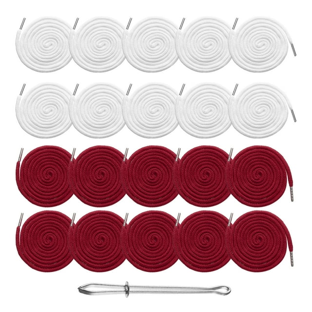 Uxcell 20pcs Cuerdas de Cordón 51" Reemplazo de Cordón de Sudadera con Enhebrador para Sudaderas, Pantalones, Gorras, Blanco + Burdeos