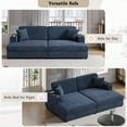 thumbnail image 3 of Harper & Bright Designs Oversized Loveseat Sofa Chaise Lounge Extra Deep Seat Corduroy Sleeper Sofa for 2 People with USB Ports & Cup Holders for Living Room, Blue, 3 of 14