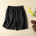 thumbnail image 2 of Womens Shorts Casual, Audhol Women Summer Cotton Linen Shorts Elastic Waist Shorts Casual Wide Leg Loose Lightweight Short Pants with Pockets Women Shorts for Seniors Black 2XL, 2 of 6