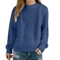 thumbnail image 4 of BILIKEYU Women's Cable Knitted Chunky Crewneck Long Sleeve Sweater Pullover Tops, Sweaters for Women, Sweatshirt for Women, Fall Outfits for Women, 4 of 5