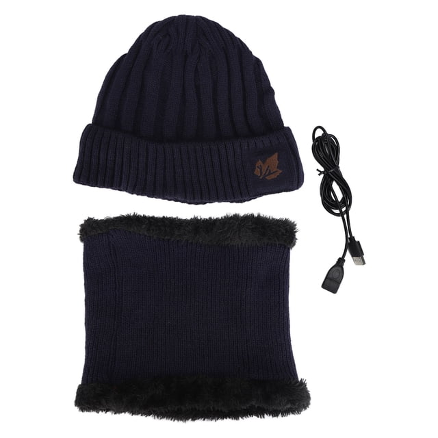 Gorro calefactable eléctrico, cálido y agradable para la piel, con batería recargable, para esquiar en invierno, azul marino
