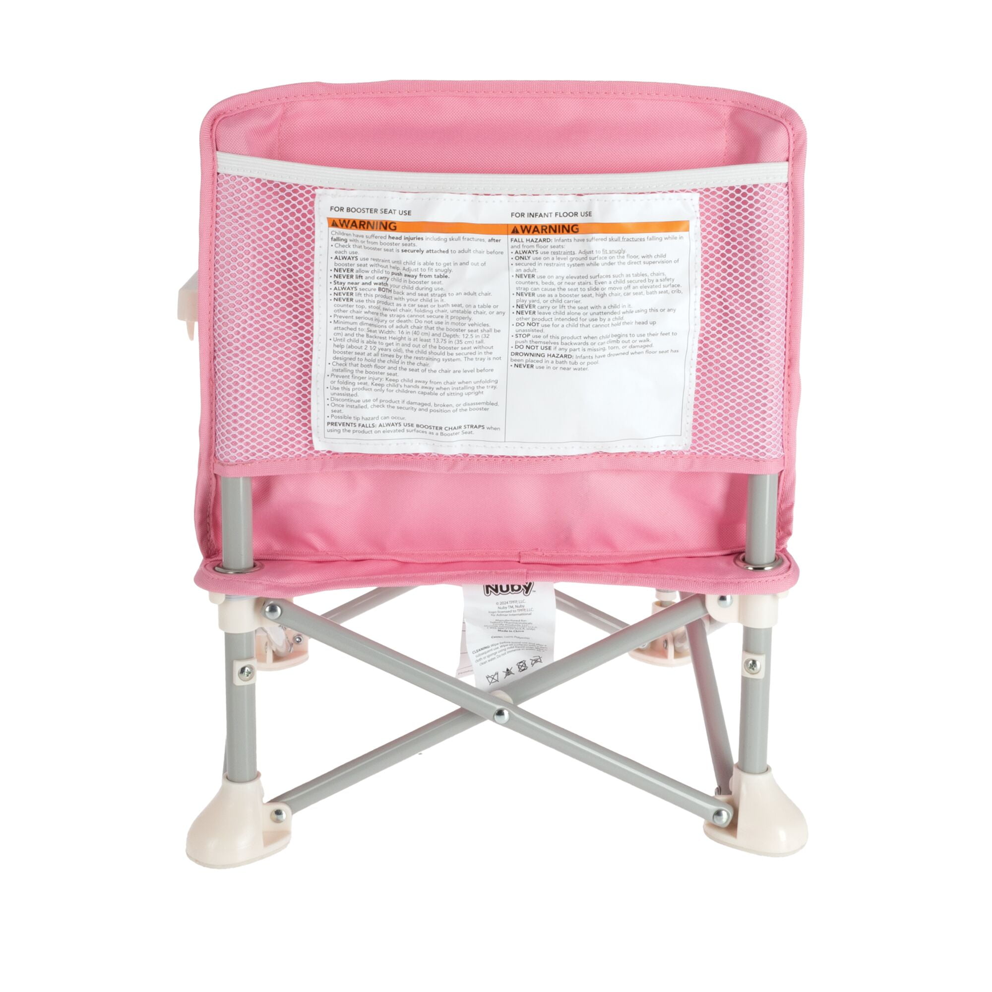 Nuby Pop-Up Portable Booster Seat with Removable Tray, Pink