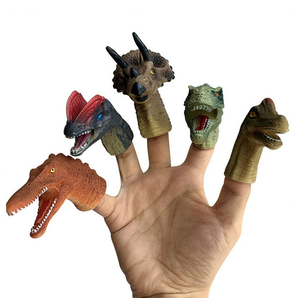 5Pcs Simulation Dinosaur Mini Finger Sleeve Puppets Children