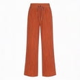 thumbnail image 4 of KDFJPTH Women's Striped Linen Blend Pants Elastic Drawstring Waist Casual Summer Trousers with Pockets Orange XL, 4 of 4