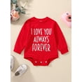 thumbnail image 2 of Bagilaanoe Newborn Baby Girl Valentine's Day Rompers Letter Print Long Sleeve Bodysuits 3M 6M 12M 18M 24M Infant Casual One Piece Short Jumpsuit, 2 of 9
