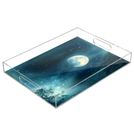 

Clear Acrylic Tray Water Cup Tray Teacup Jewelry Storage Tray for Serving and Home Decor The Moon Shines