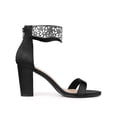thumbnail image 3 of BLISSFUL STEP Women's Rhinestone Diamond Decor Crystal Ankle Strap Chunky Heel Sandals, 3 of 7
