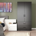 thumbnail image 3 of Better Home NW-108-BLK Armoire Garde-Robe en Bois à 2 Portes avec 2 Tiroirs, Noir, 3 of 10