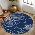 thumbnail image 2 of Round Rugs 7Ft, Blue Flowers Round Area Rug Washable Indoor Throw Carpet, Spring Floral Botanical Modern Art Large Non Slip Circle Rug for Dining Room Playroom Home Decor Aesthetic, 2 of 8