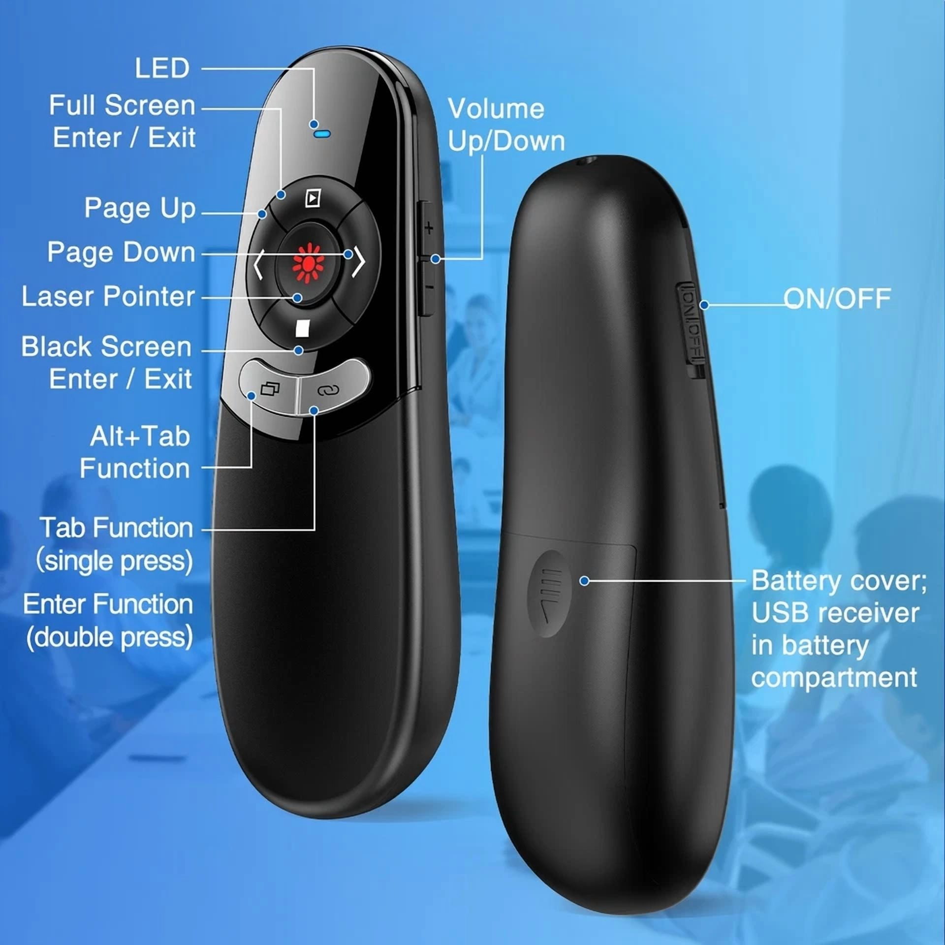 BUTTERFLY- 2.4Ghz Usb Wireless Presenter Ppt Remote Laser Pointer For Laptop Mac,Computer