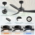thumbnail image 3 of ALKAFY 52 inch Damp Rated Ceiling Fan with LED Light - IP34, 3 ABS Blades, 6-Speed, Remote for Bathroom, Covered Patio, Laundry Room, 3 of 9