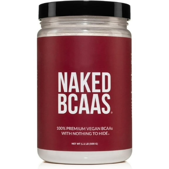 Naked BCAAs Amino Acids Powder, Only 1 Ingredient, Pure 2:1:1 Formula, Vegan Unflavored Branched Chain Amino Acids, Instantized All Natural BCAA Supplement - 500 Grams, 100 Servings