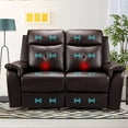 thumbnail image 7 of PU Leather Reclining Sofa - Manual Double Recliner Loveseat with Massage & Heating - 2-Seater Home Theater Seating for Living Room, Reading Room, Bedroom (Brown), 7 of 7