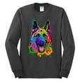 thumbnail image 2 of Wild Bobby, Colorful Happy German Shepherd Dog Animal Lover Mens Long Sleeve Shirt, Charcoal, 2XL, 2 of 3