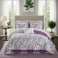 thumbnail image 5 of Madison Park Essentials 9 Piece Queenl Botanical Comforter Set, Cotton Bed in A Bag with Bedskirt, Spring Purple Floral Comforter Bed Set, Bedding Sets with Flat Sheet and Fitted Sheet for Girls, 5 of 8