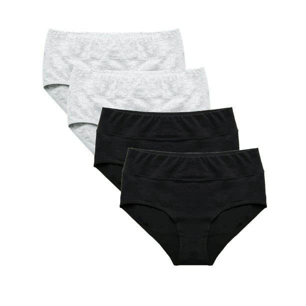 Set of 4 Briefs Ladies Mid Rise Underwear Seamless Hipster Panties, Womens  Underwear Soft Stretch Cotton Brief 