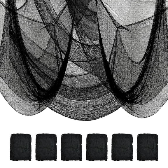 2/4/6 Pack Halloween Black Creepy Cloth (30×72inch), Halloween Spooky Fabric Cloth for House, Creepy Spooky for Haunted Houses Outdoor Party, Yard and Indoor Decoration