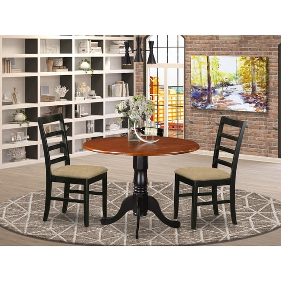 Modern Dining Set - Table with 2 Chairs, Asian Hardwood, Drop Leaf Design, Kitchen & Dining Room