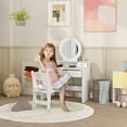 thumbnail image 2 of Qaba Kids Vanity Set, Children Dressing Table w/ Mirror and Stool, White, 2 of 9