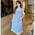 thumbnail image 1 of Pijamas de manga corta para mujer, de verano, de color liso, sencillos, con encaje, estilo princesa, ropa de casa de verano para mujer, 1 of 5