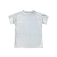 thumbnail image 3 of TiaoBug Kids Girls Boys Shiny Metallic Jazz Hip Hop Modern Ballet Dance Tops Short Sleeve T-Shirt Silver 170, 3 of 6