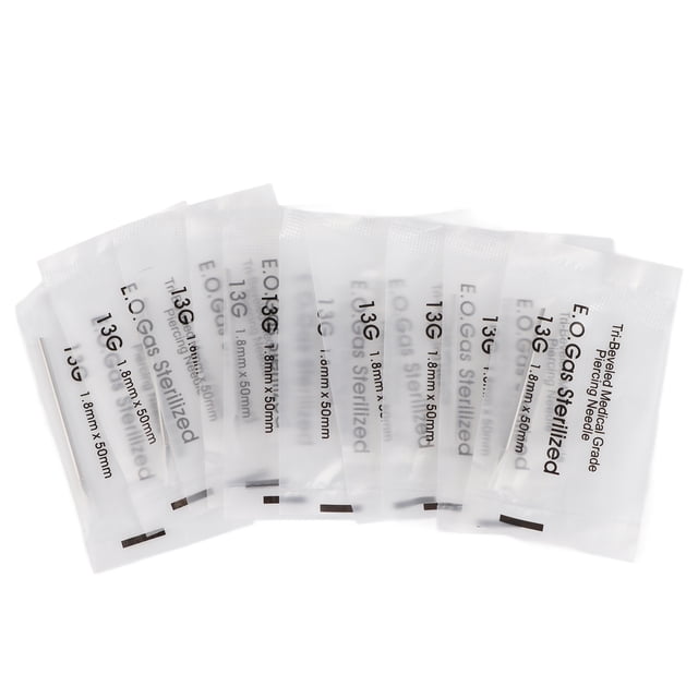 100 Uds agujas para Piercing esterilizadas desechables agujas para piercing corporal para oreja nariz ombligo pezón