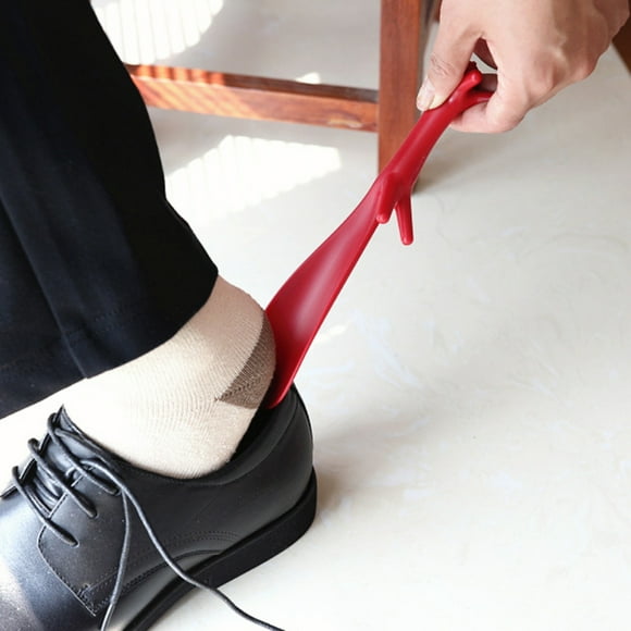 Qaailabf Plastic Shoe Horn for Kids and Adults with Squirrel Design, 8.27 Inch Long, Portable Travel Shoe Helper in Black Red White, Lightweight Durable Shoehorn for All Footwear Types