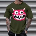thumbnail image 1 of Blusas y camisas de manga corta con cuello redondo para hombre, blusas casuales de verano a la moda con cuello redondo y estampado para hombre., 1 of 4