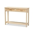 thumbnail image 2 of Baxton Studio Sebille Mid-Century Modern Light Brown Finished Wood 2-Drawer Console Table with Natural Rattan, 2 of 7