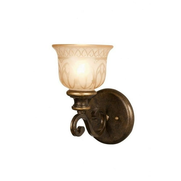 Steel 1 Light Wall Sconce in Traditional Style with Bronze Umber Finish and Amber Glass-11 inches H X 6.25 inches W Bailey Street Home 49-Bel-687439