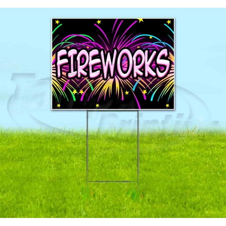 Fireworks (18 x 24 ) Yard Sign Includes Metal Step Stake